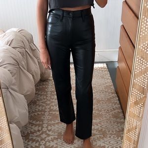 Abercrombie Ultra High Rise Ankle Straight Faux Leather pants.  Size 26L